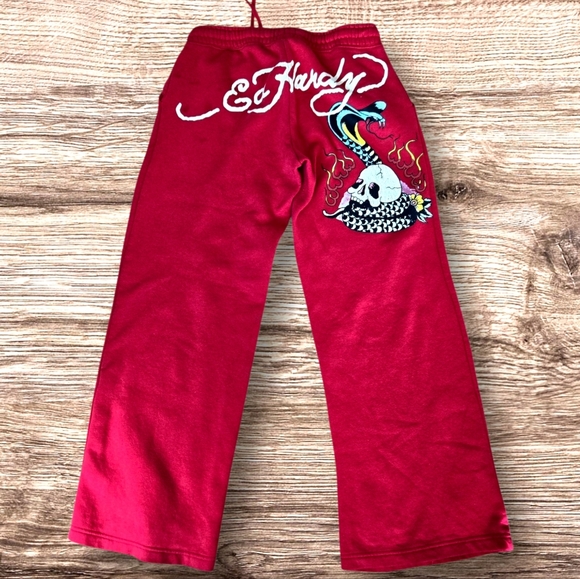 Ed Hardy Red Joggers Sweatpants, Athliesure Athletic Casual Streetwear /M - Picture 1 of 8